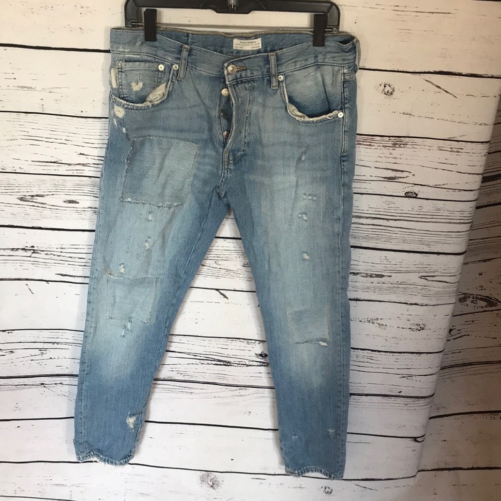 Zara Patchwork Distressed Jeans